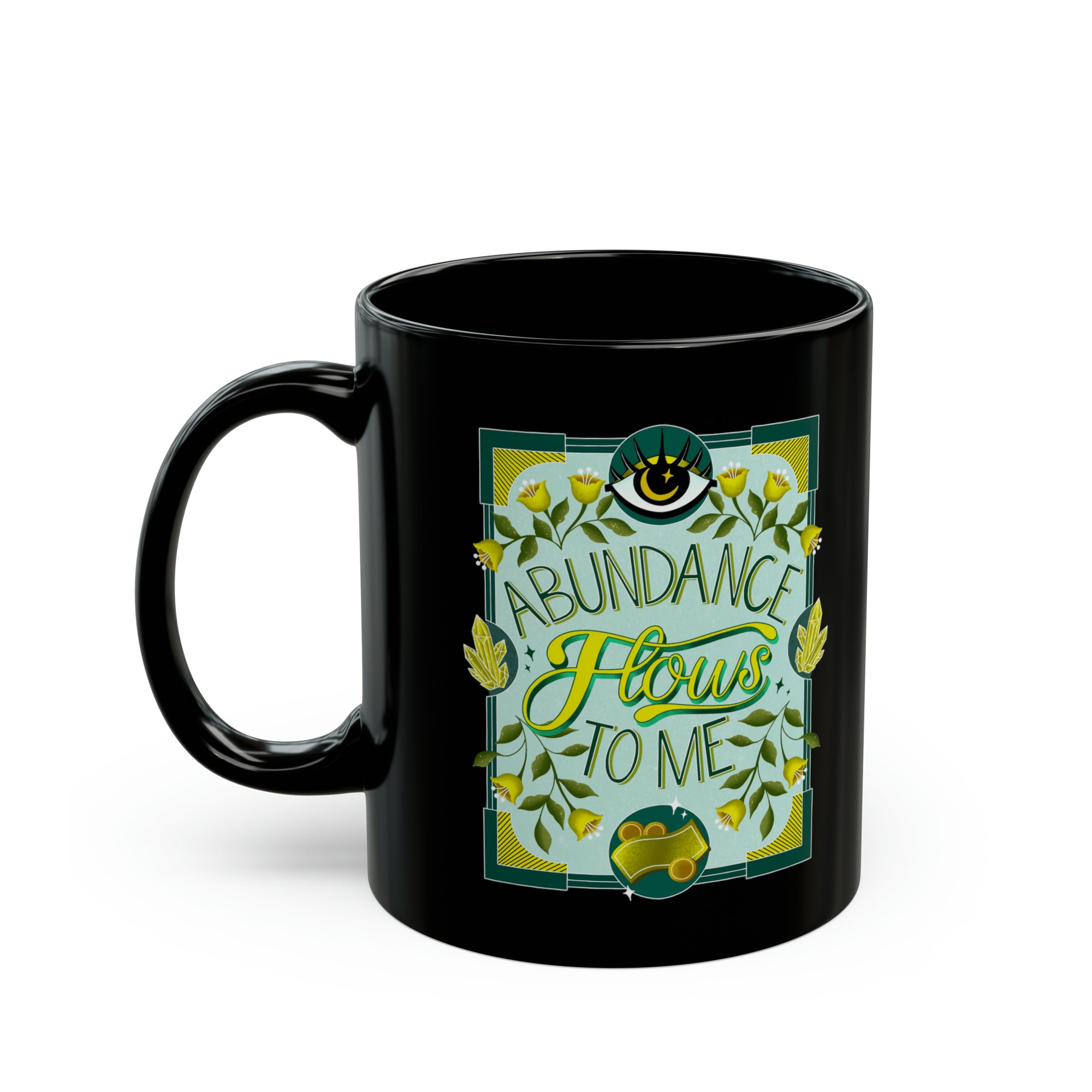 Abundance Flows to Me Black Mug