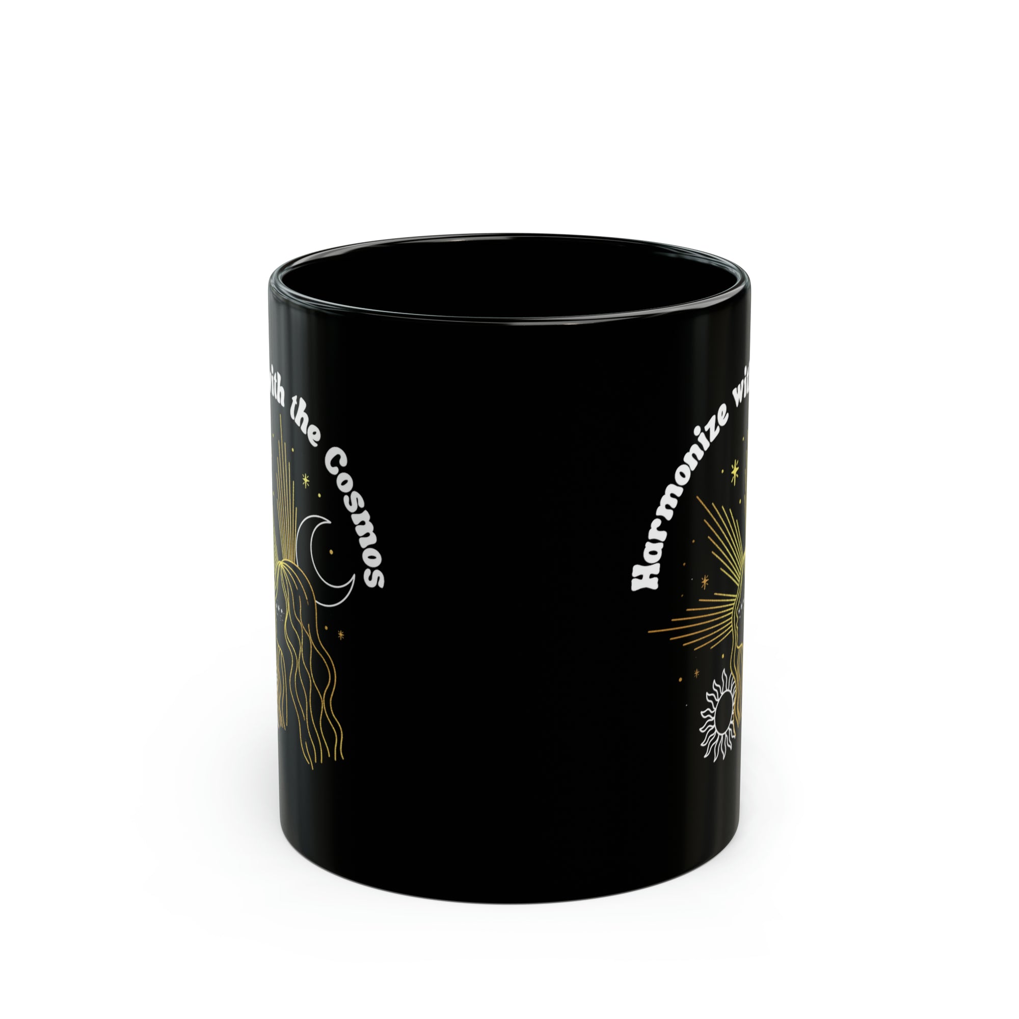 Harmonize With the Cosmos Black Mug