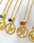 18K Zodiac Sign & Birthstone Necklace