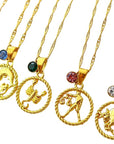 18K Zodiac Sign & Birthstone Necklace