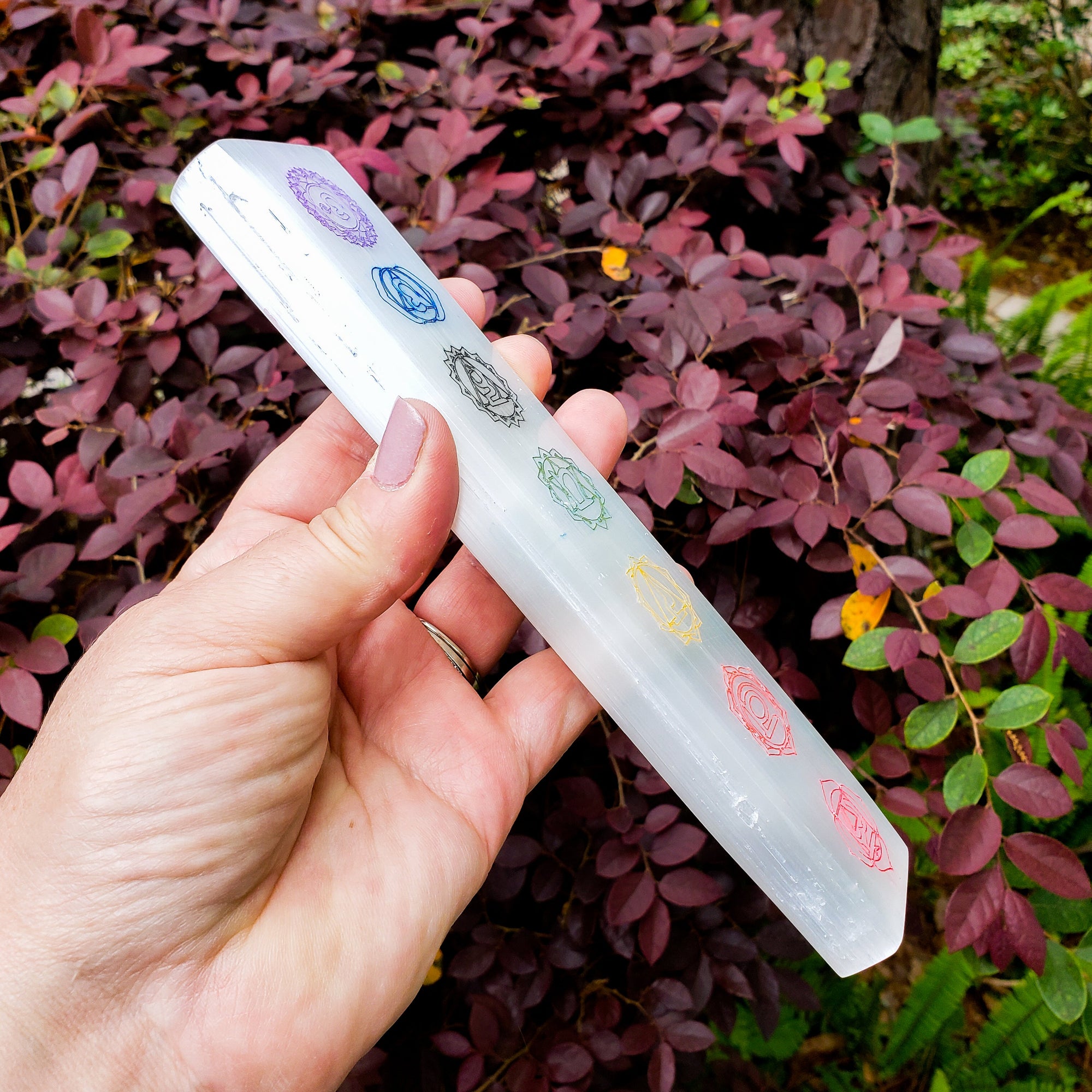 Chakra Engraved Selenite Bar