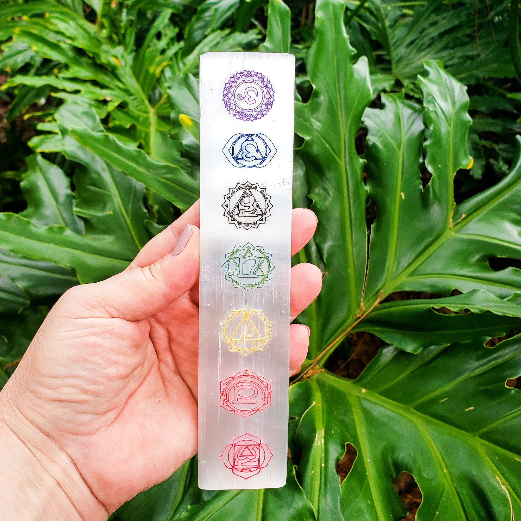 Chakra Engraved Selenite Bar