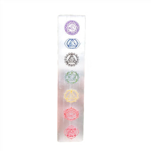 Chakra Engraved Selenite Bar