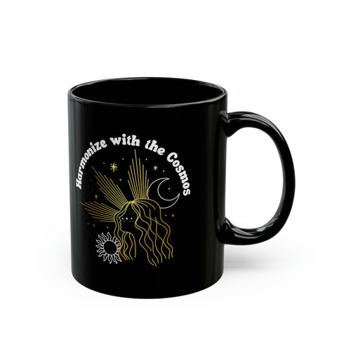 Harmonize With the Cosmos Black Mug