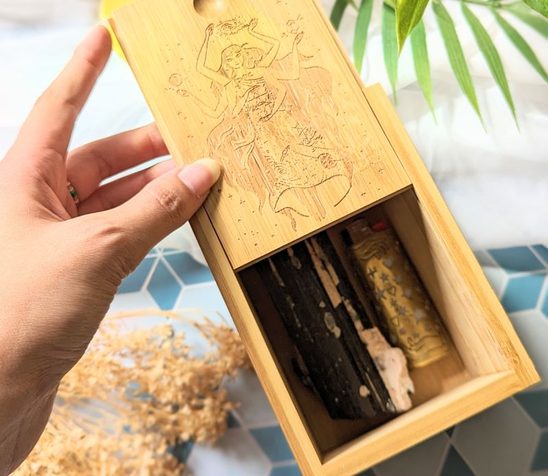 Elemental Goddesses Wooden Bamboo Altar Box available at Goddess Provisions