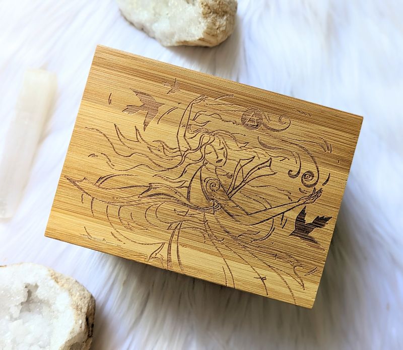 Elemental Goddesses Wooden Bamboo Altar Box available at Goddess Provisions