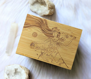 Elemental Goddesses Wooden Bamboo Altar Box available at Goddess Provisions