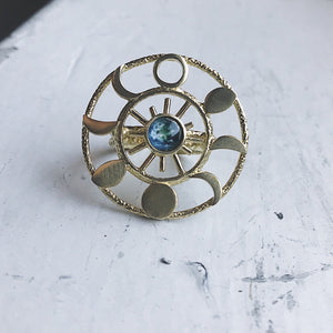 Earth & Moon Phase Cocktail Ring