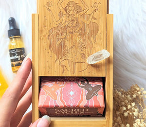 Elemental Goddesses Wooden Bamboo Altar Box available at Goddess Provisions