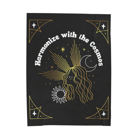 Harmonize With the Cosmos Velveteen Plush Blanket