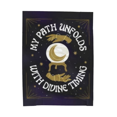 My Path Unfolds with Divine Timing Velveteen Plush Blanket