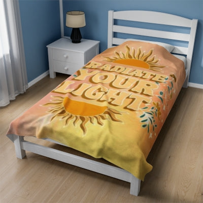 Radiate Your Light Velveteen Plush Blanket