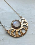 Rainbow Moonstone Moon Phase Pendant