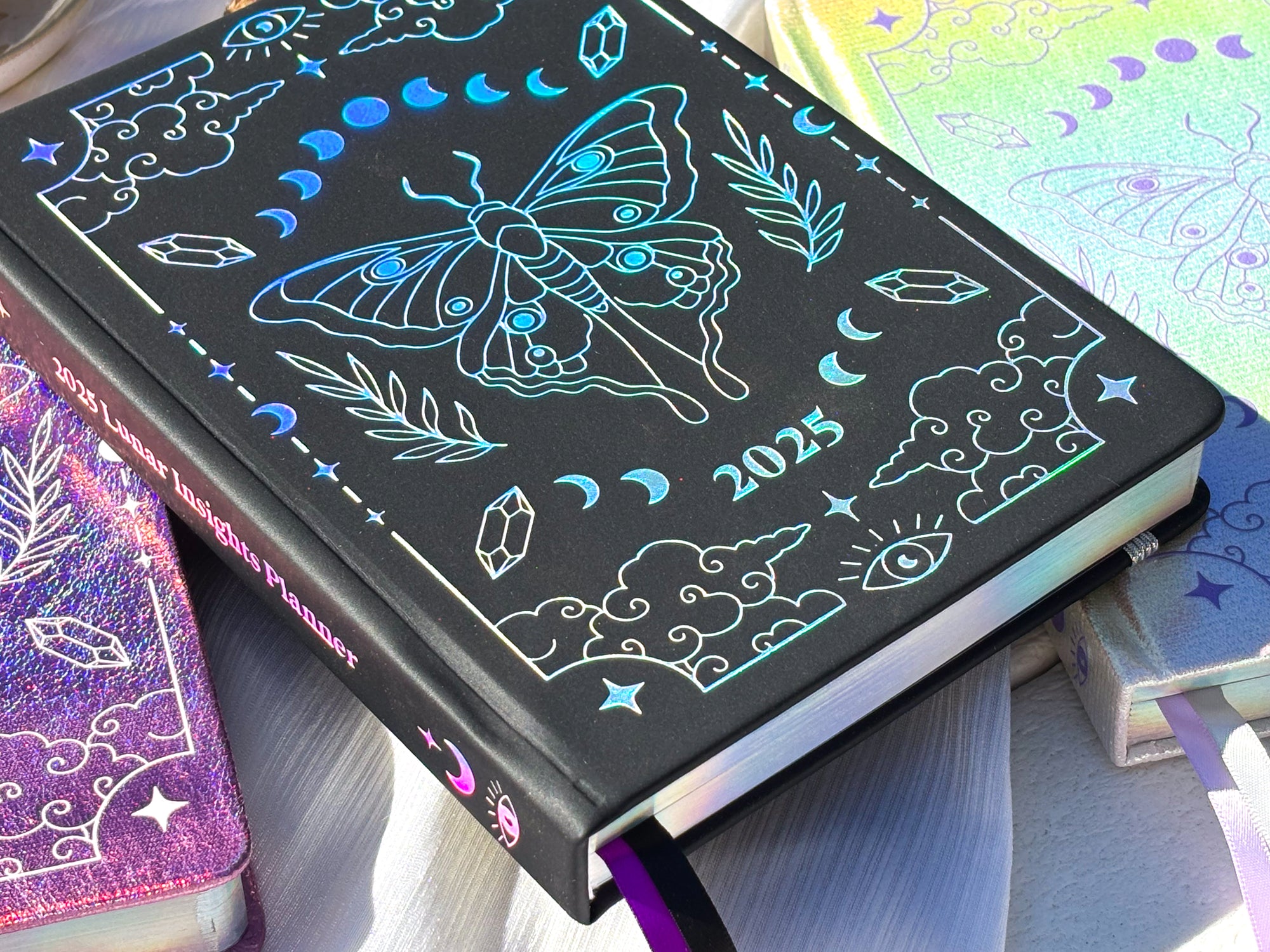 Black 2025 Lunar Planner with holographic cover