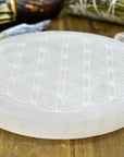 Flower of Life Engraved Selenite Plate