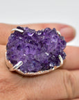 Silver Dipped Amethyst Druzy Ring