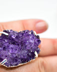 Silver Dipped Amethyst Druzy Ring