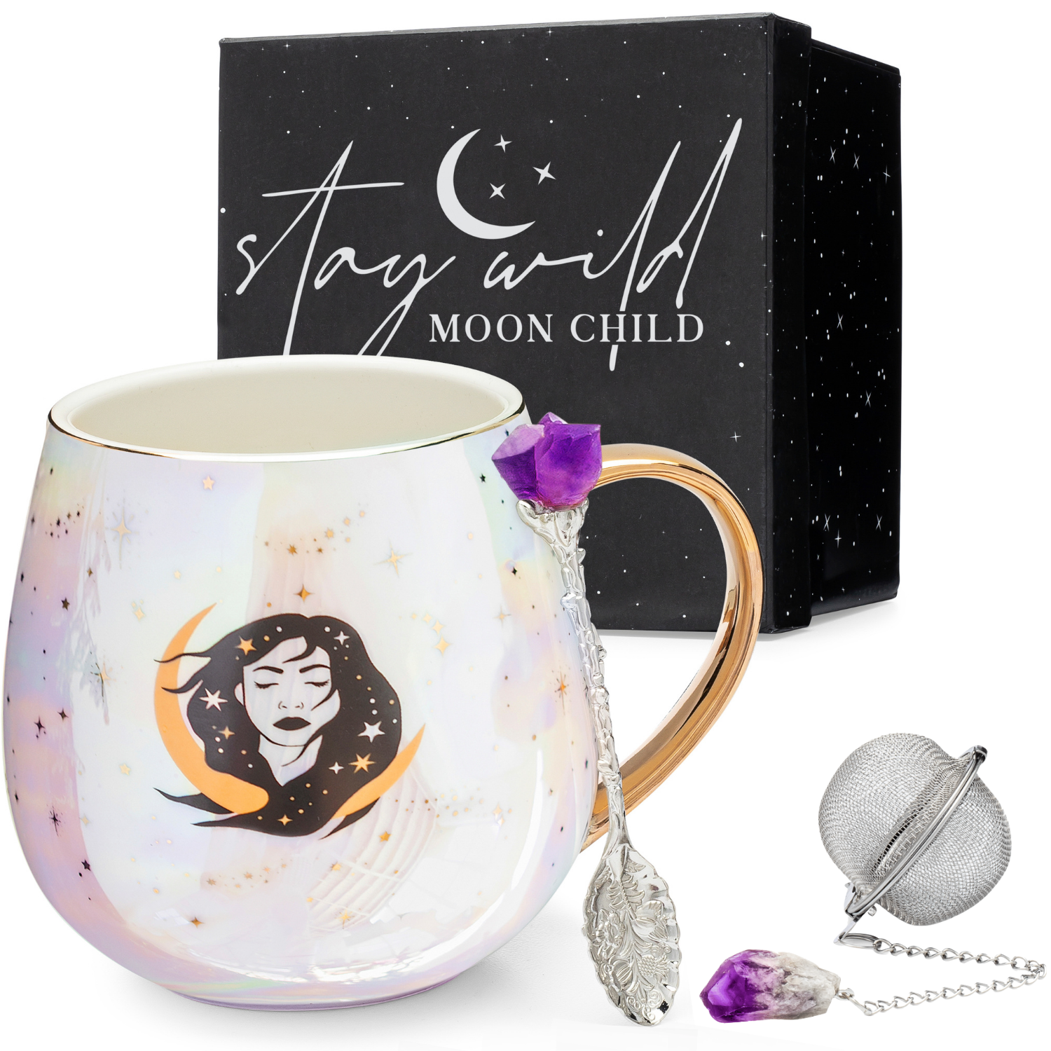 Stay Wild Moon Child Mug, Spoon &amp; Infuser Set