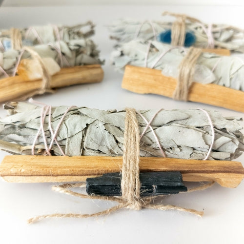 Palo Santo, Sage &amp; Crystal Smoke Cleansing Bundle