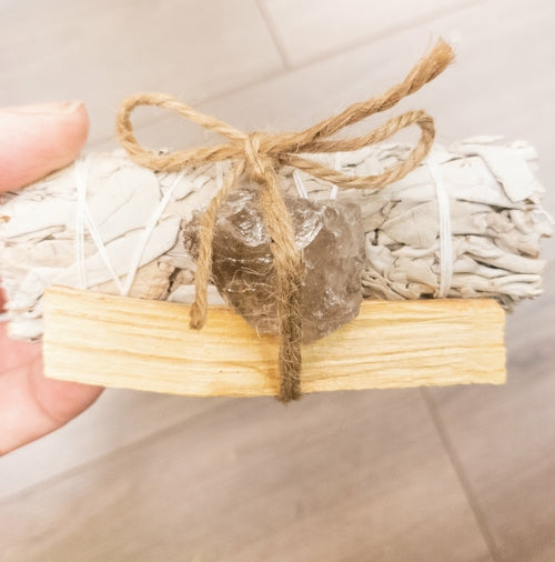 Palo Santo, Sage &amp; Crystal Smoke Cleansing Bundle