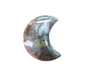 Moss Agate Crescent Moon