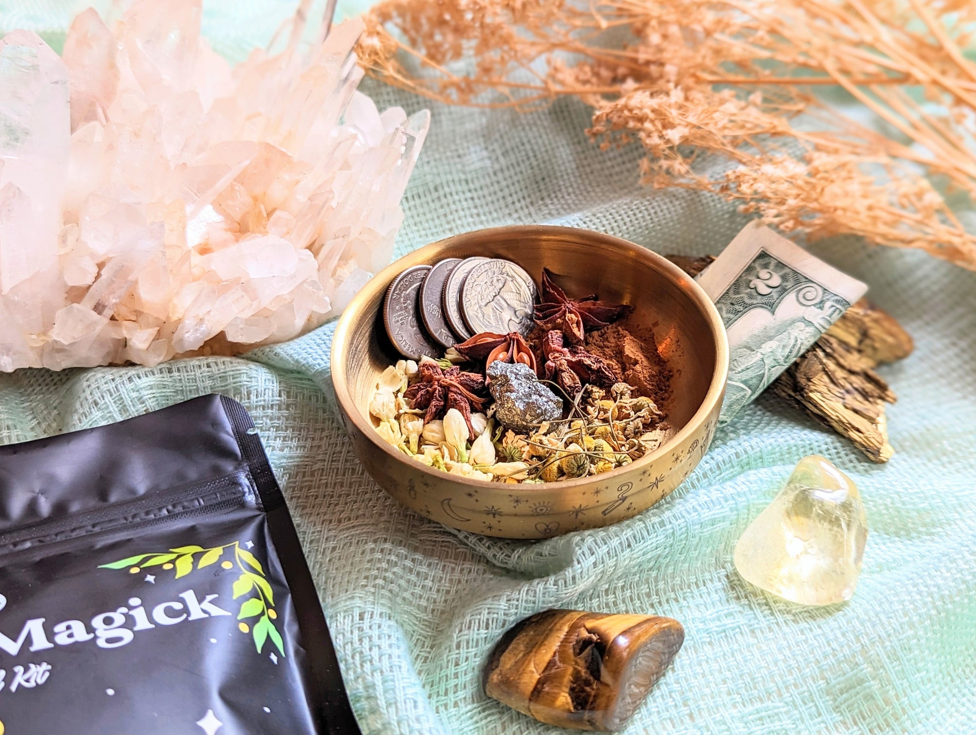 Goddess Provisions | Attract Abundance Ritual Bundle | Money Magic | Mystic Cauldron and Money Magick Set