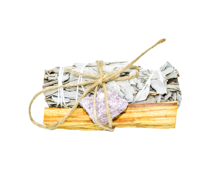 Palo Santo, Sage &amp; Crystal Smoke Cleansing Bundle