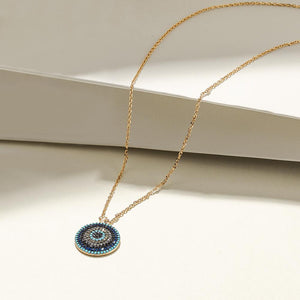 Crystal Embedded Evil Eye Necklace