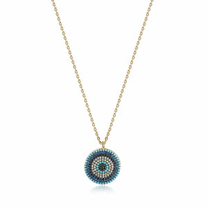 Crystal Embedded Evil Eye Necklace