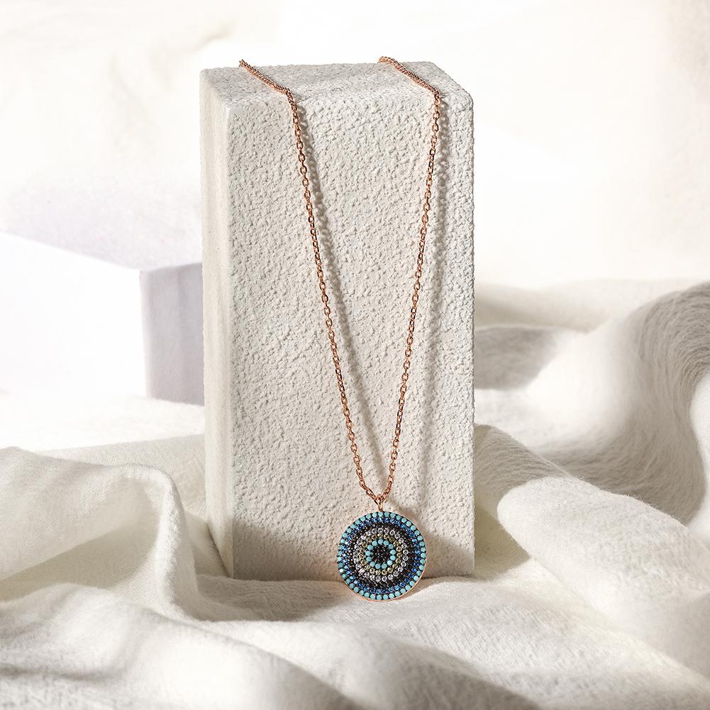 Crystal Embedded Evil Eye Necklace