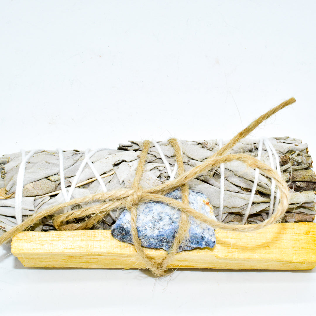 Palo Santo, Sage &amp; Crystal Smoke Cleansing Bundle