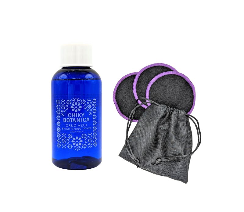 Brighten your skincare ritual with Cruz Azul Toner and Reusable Cotton Cleansing Pads. Hydrate, tone, and cleanse sustainably with this perfect beauty duo. Available at Goddess Provisions