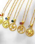 18K Zodiac Sign & Birthstone Necklace