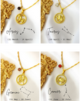 18K Zodiac Sign & Birthstone Necklace