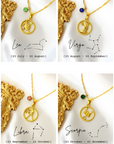 18K Zodiac Sign & Birthstone Necklace