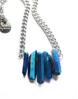 Rocked Up Mini Crystal Quartz Necklace - Sapphire