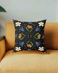 Blue Floral Vegan Suede Pillow