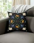 Blue Floral Vegan Suede Pillow