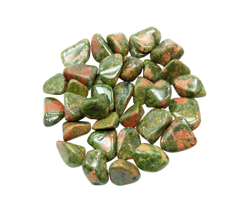 Set of 10 Tumbled Green Unakite