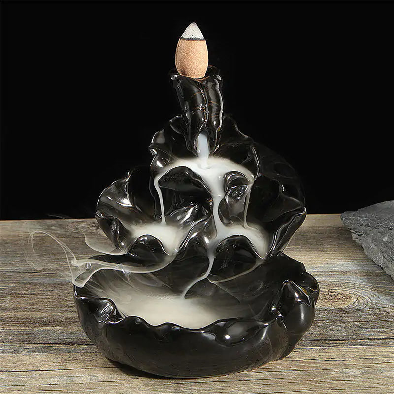 Glazed Ceramic Waterfall Backflow Incense Holder