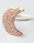 Hammered Silver Crescent Moon Ring