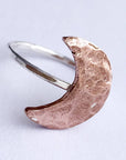 Hammered Silver Crescent Moon Ring