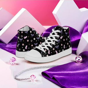 Black Crystal Moon Moth Hightop Sneakers