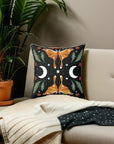 Orange Moon Moth Vegan Suede Pillow