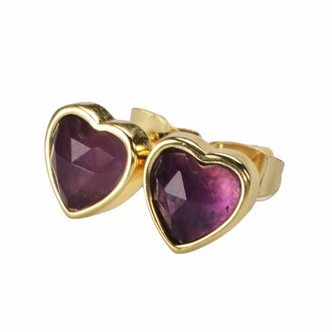 Gemstone Heart Stud Earrings