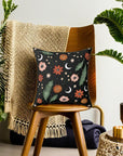 Orange Floral Vegan Suede Pillow