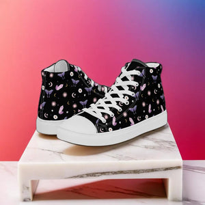 Black Crystal Moon Moth Hightop Sneakers