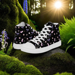 Black Crystal Moon Moth Hightop Sneakers