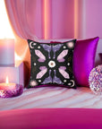 Purple Crystal Moth Vegan Suede Pillow