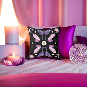 Purple Crystal Moth Vegan Suede Pillow